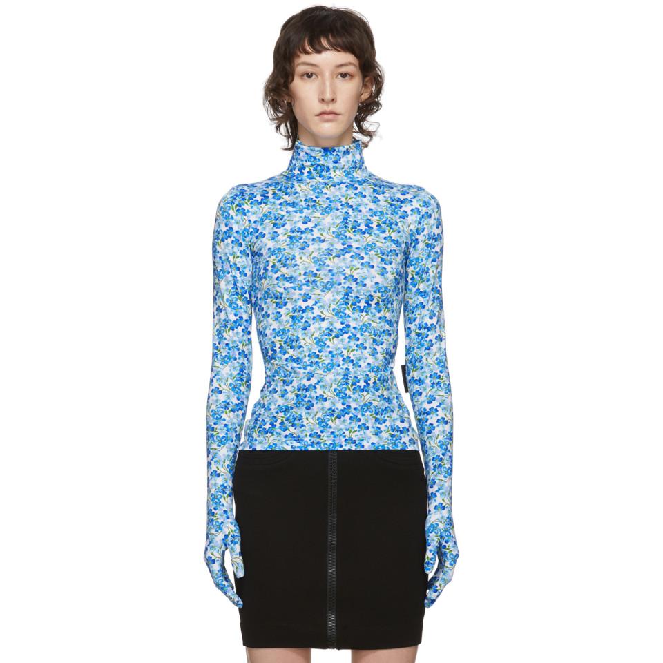 Vetements Blue And White Gloves 
