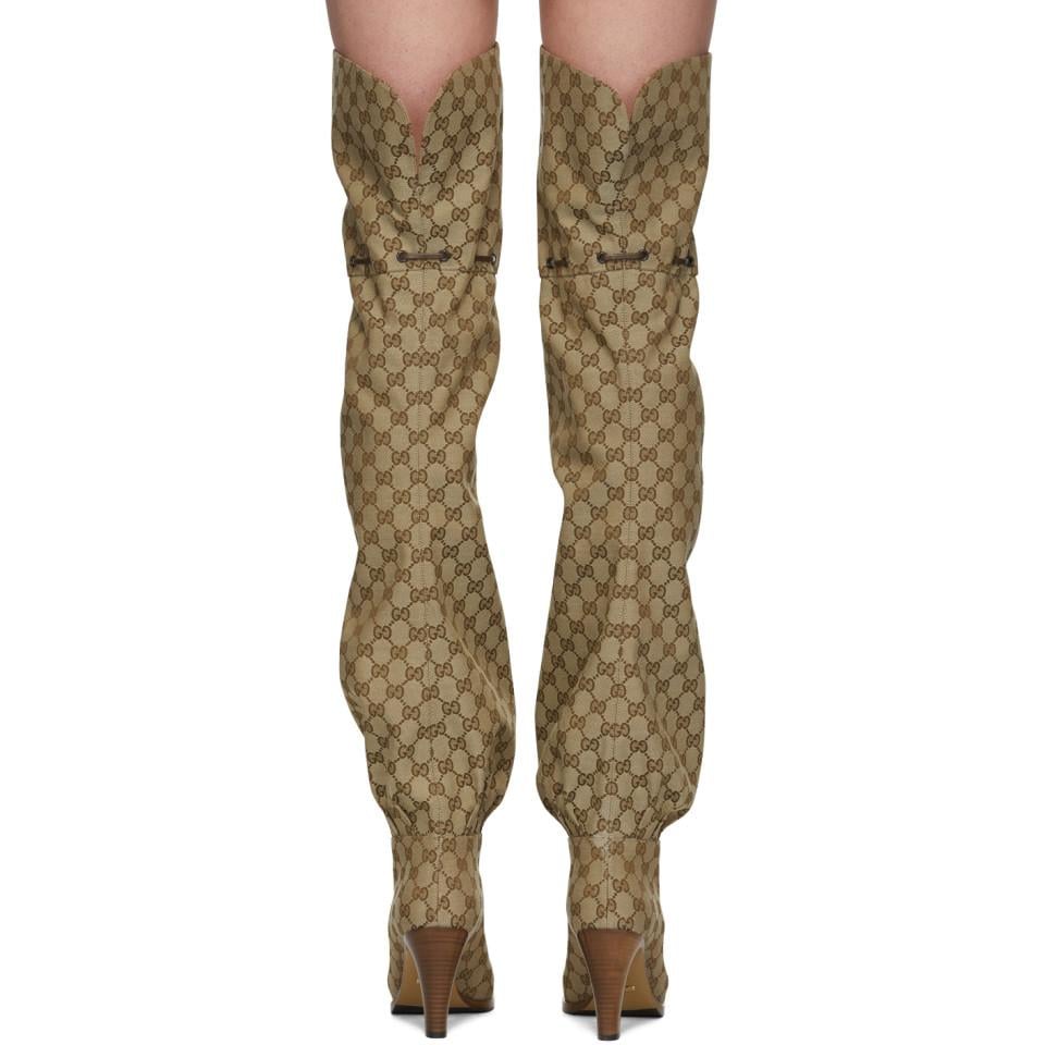 Gucci Beige GG Lisa Over-the-knee Boots in Natural