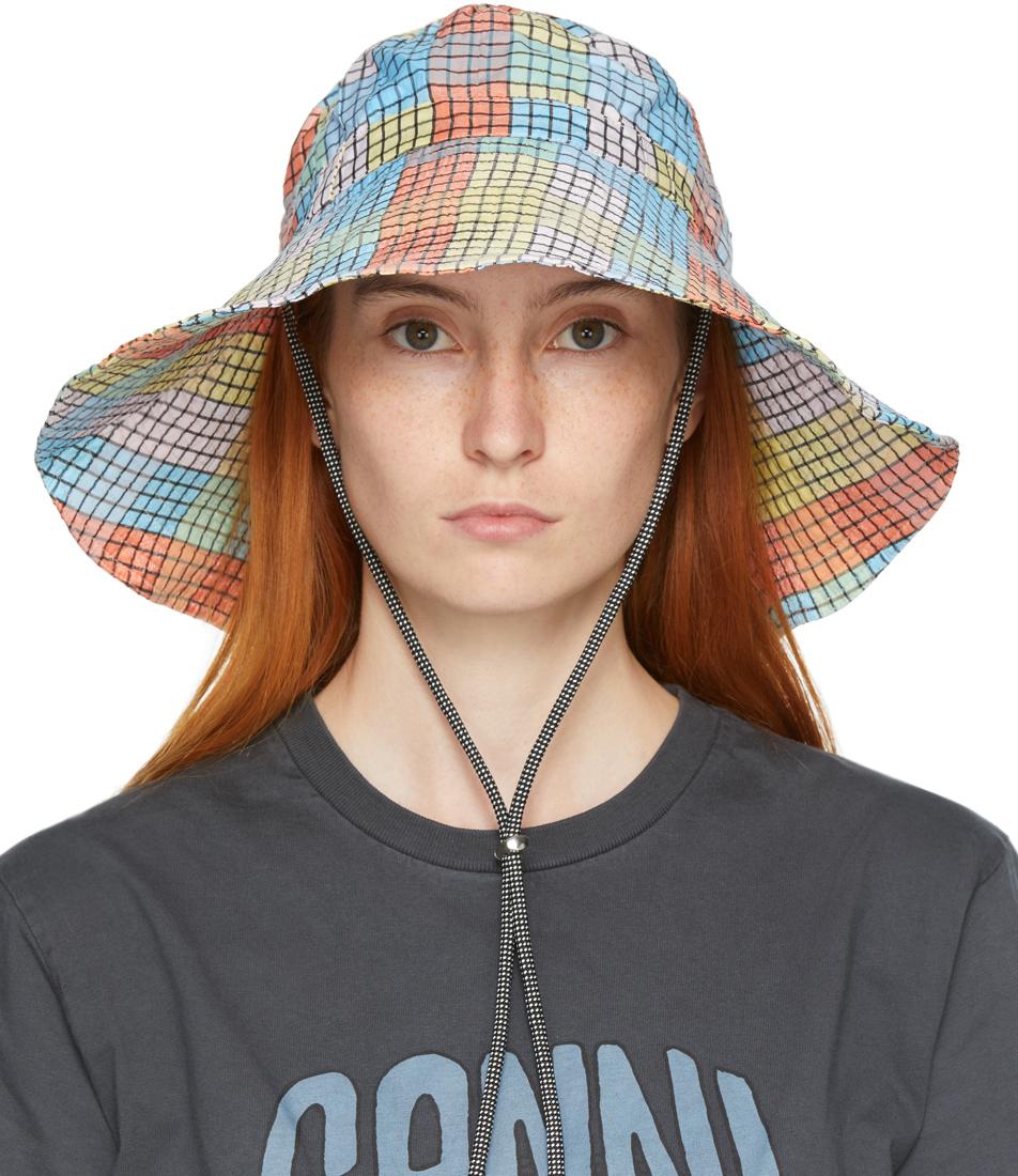 Ganni Cotton Seersucker Check Bucket 