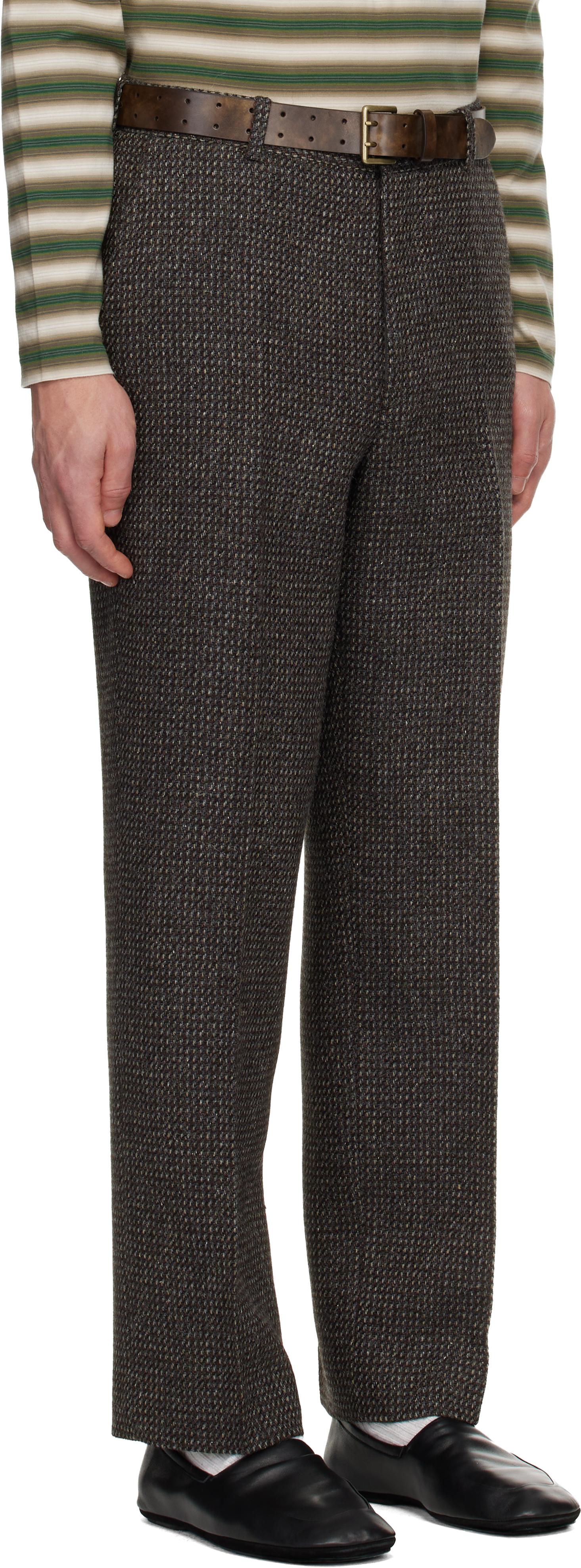 AURALEE Alpaca Wool Silk Tweed Trousers in Black for Men | Lyst