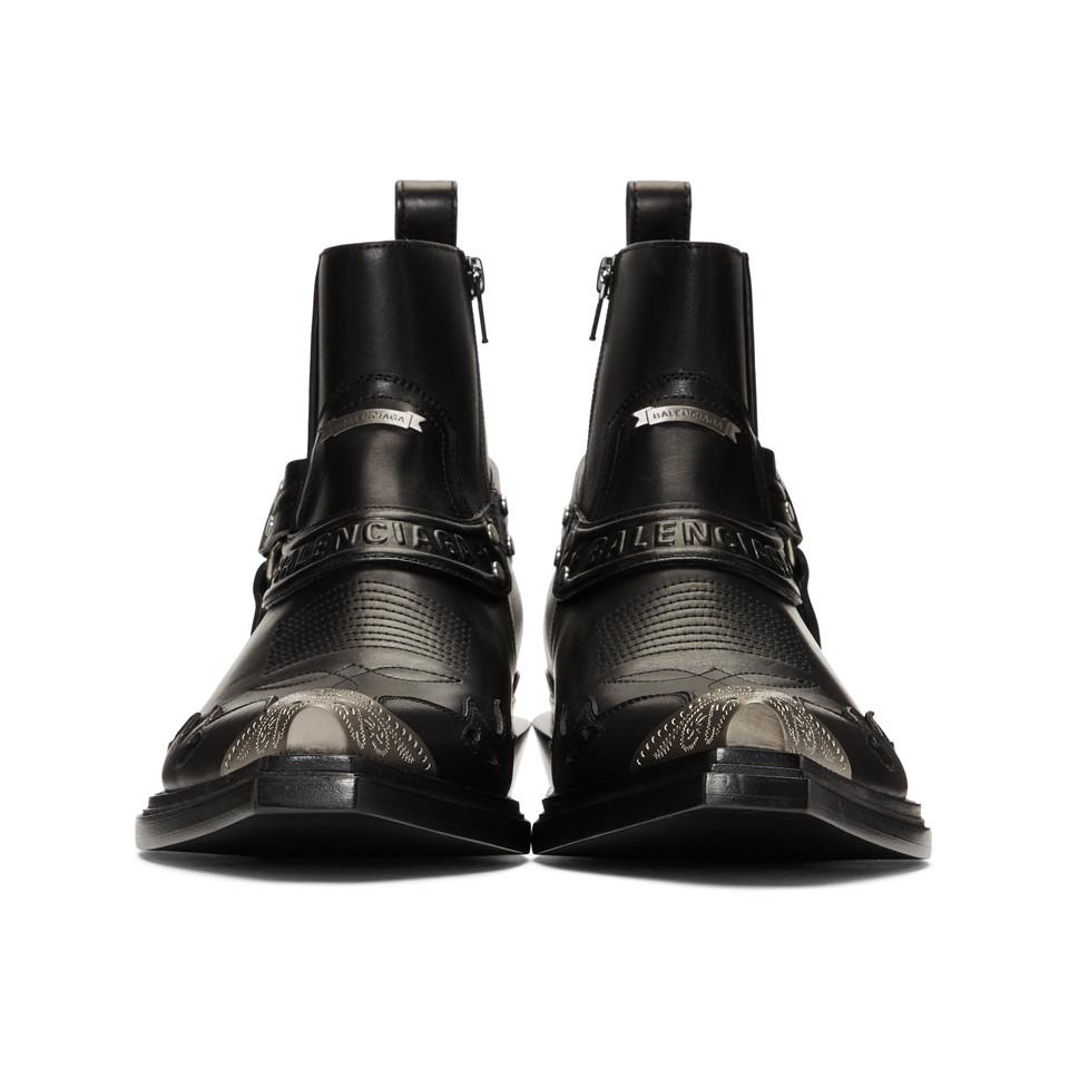 Balenciaga Santiag Western Leather Boots in Black for Men | Lyst Canada