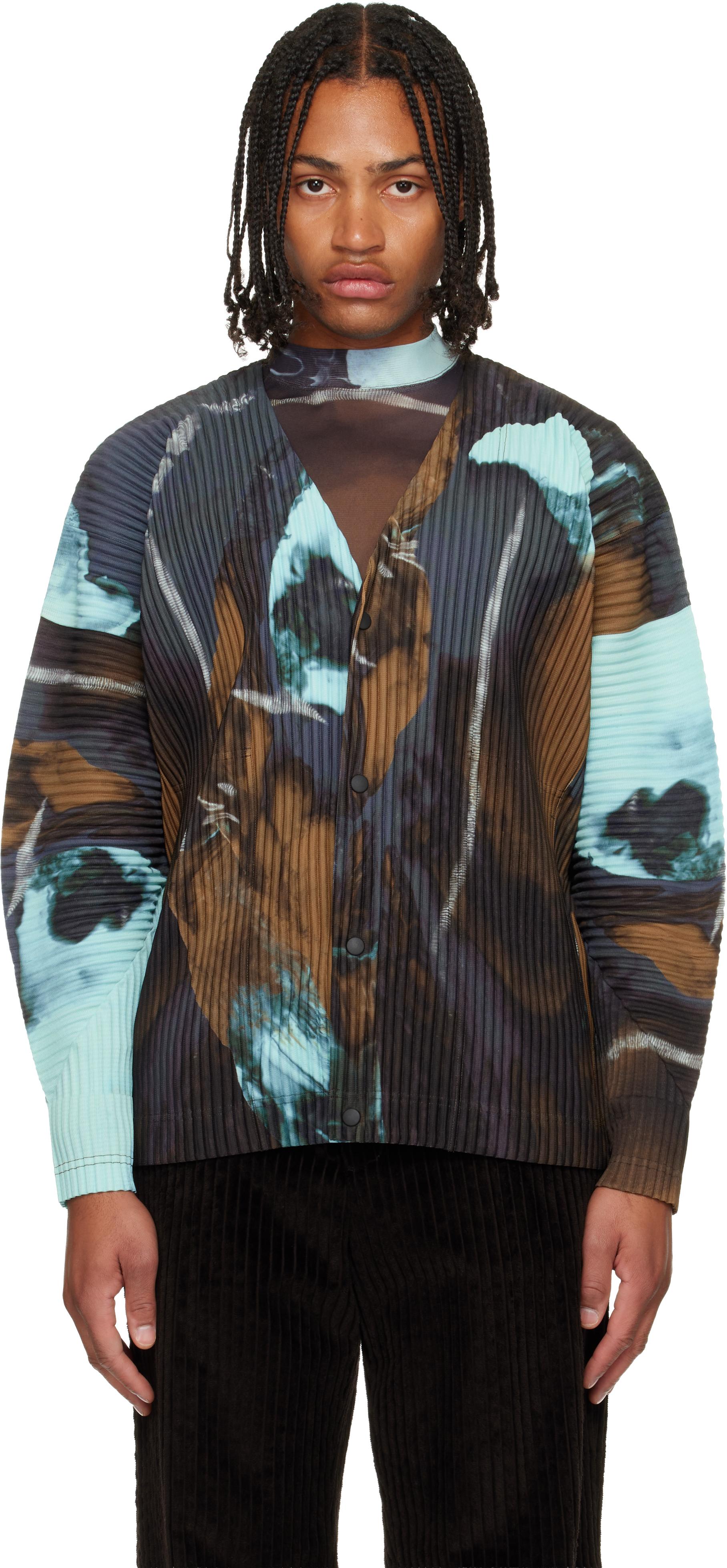 Homme Plissé Issey Miyake Agate Cardigan in Black for Men | Lyst