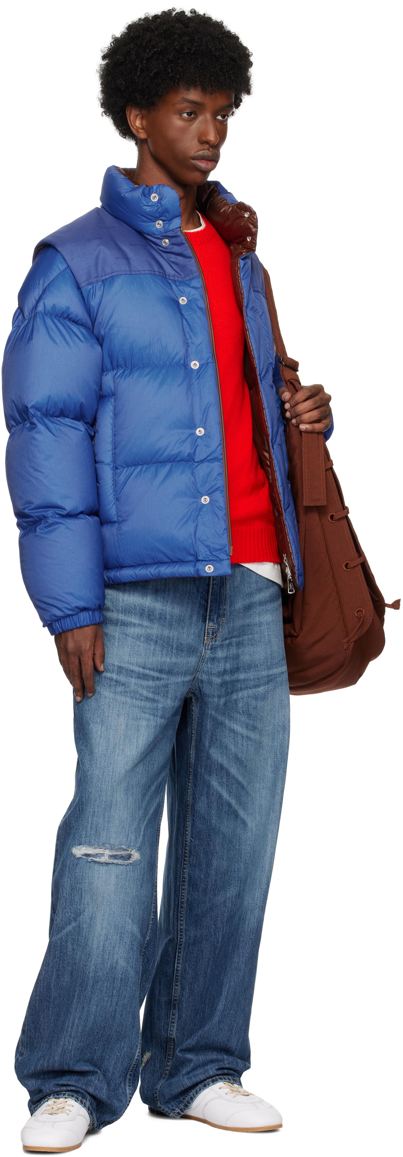 Moncler メンズ ブルー&ブラウン Verone リバーシブル ショート ダウン 
