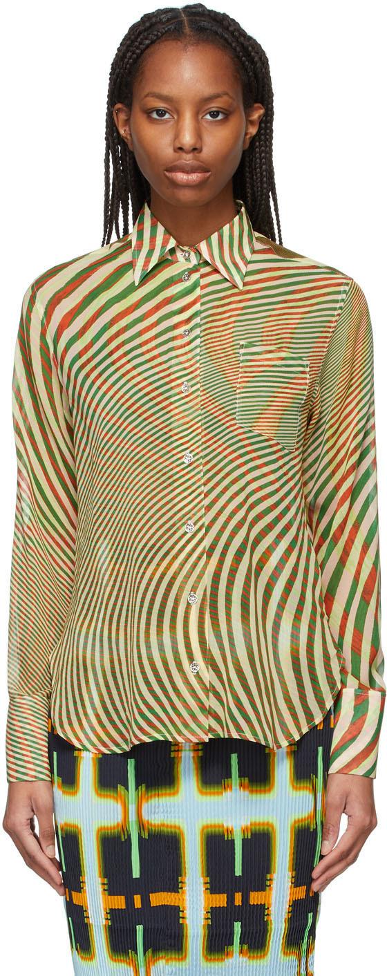 Julia Heuer Green & Red Silk Novi Shirt | Lyst