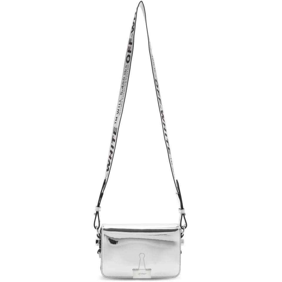 Off-white White Mini Diagonal Binder Clip Bag