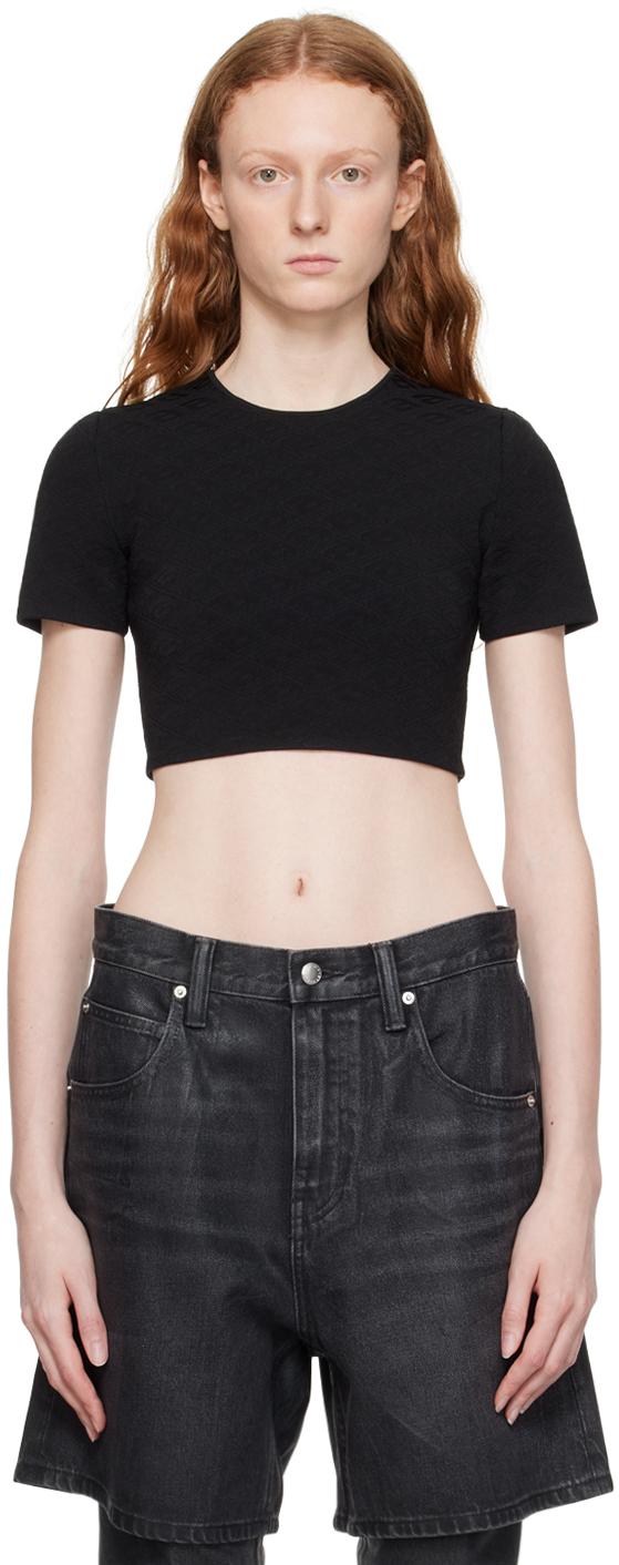 T By Alexander Wang レディース ブラック クロップド Tシャツ トップス