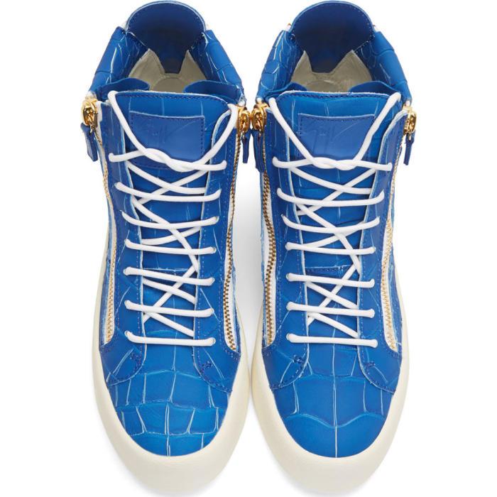 Giuseppe Zanotti Blue Croc-embossed High-top London Sombry Sneakers for Men  - Lyst