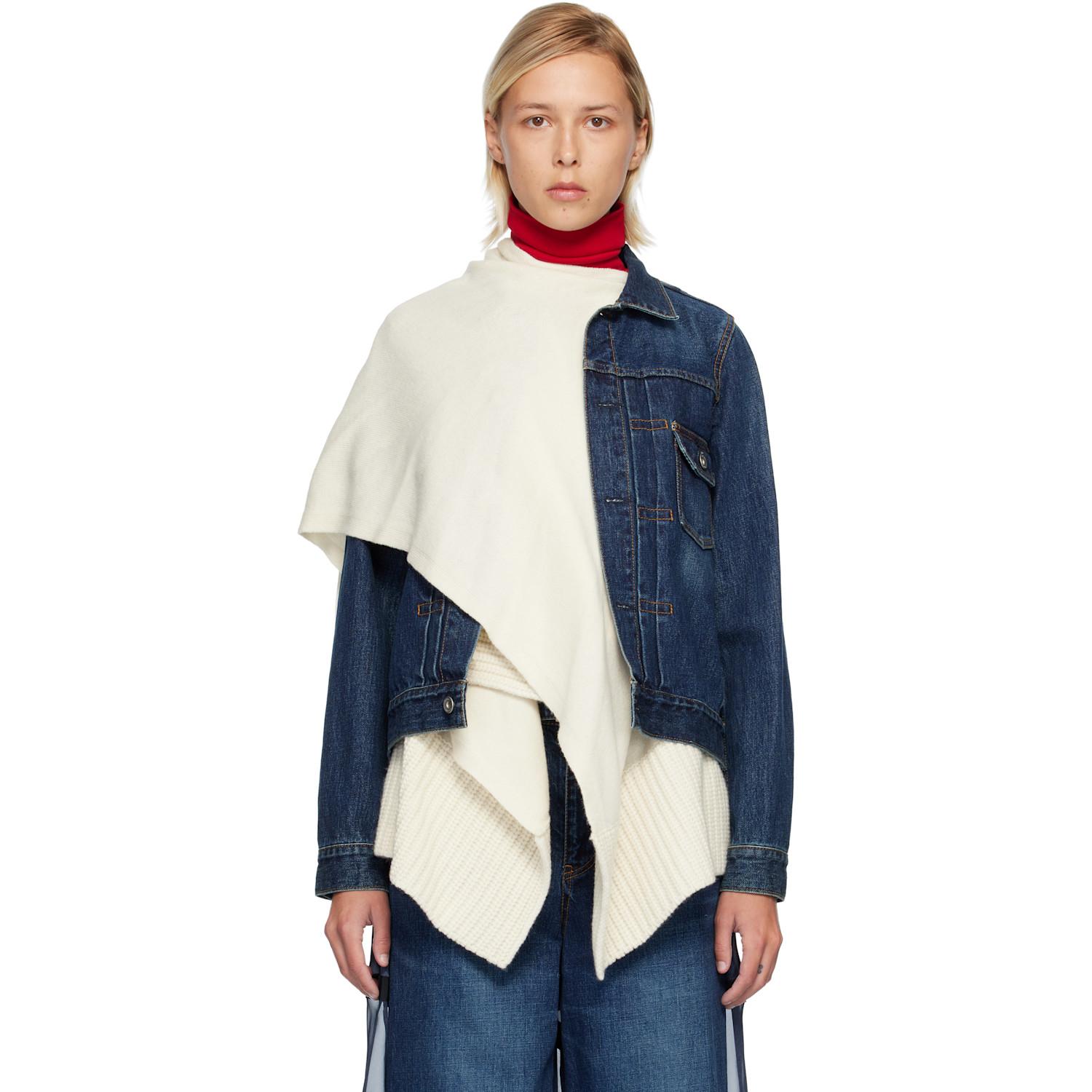 Sacai Denim & Wool Knit Jacket Set in Blue | Lyst
