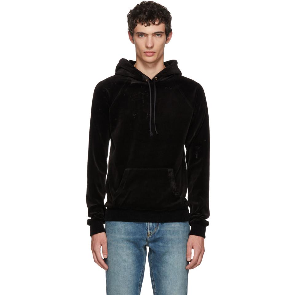 saint laurent velvet hoodie
