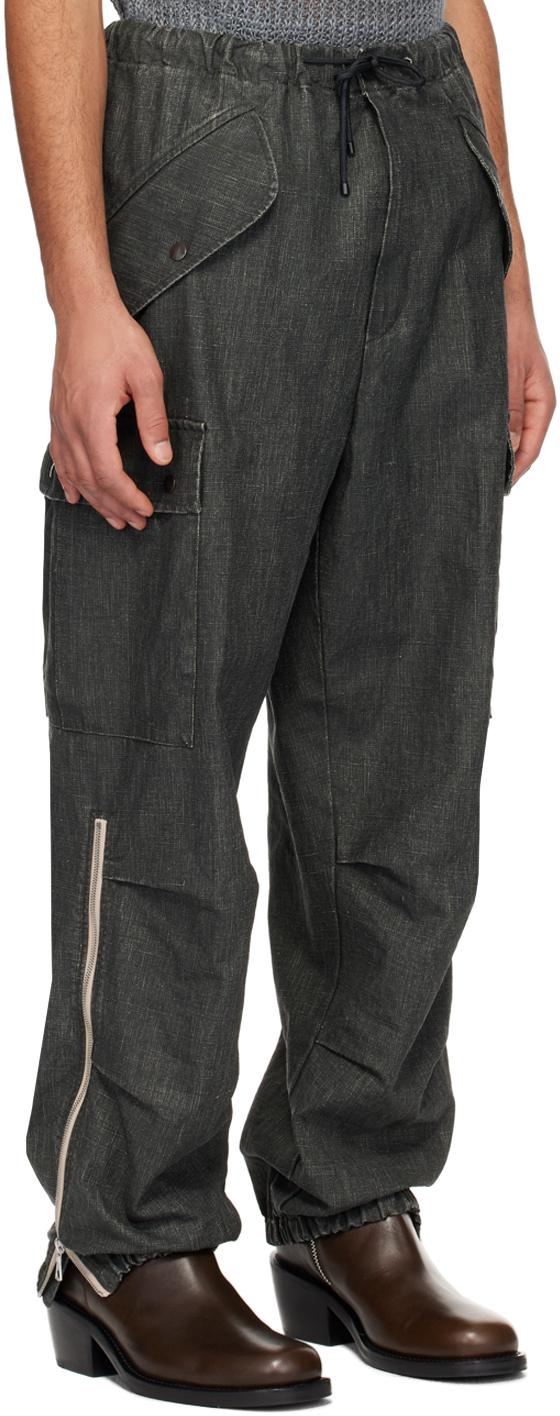 Dries Van Noten メンズ ブラック ーン ドローストリング カーゴ Dries Van Noten メンズ ブラック ーン ドローストリング カーゴ