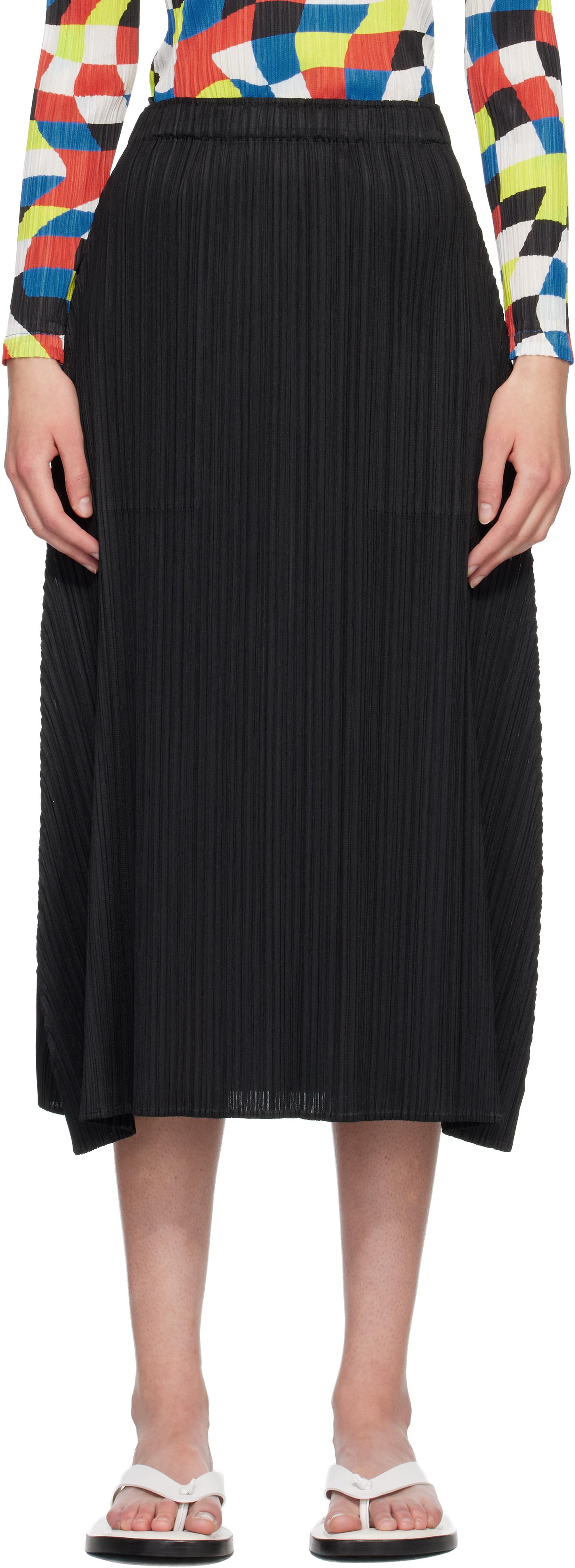 Jupe Plissée Please Issey Miyake Noire Taille 2 - Fabriquée Au Japon - Occasion Très Bon état