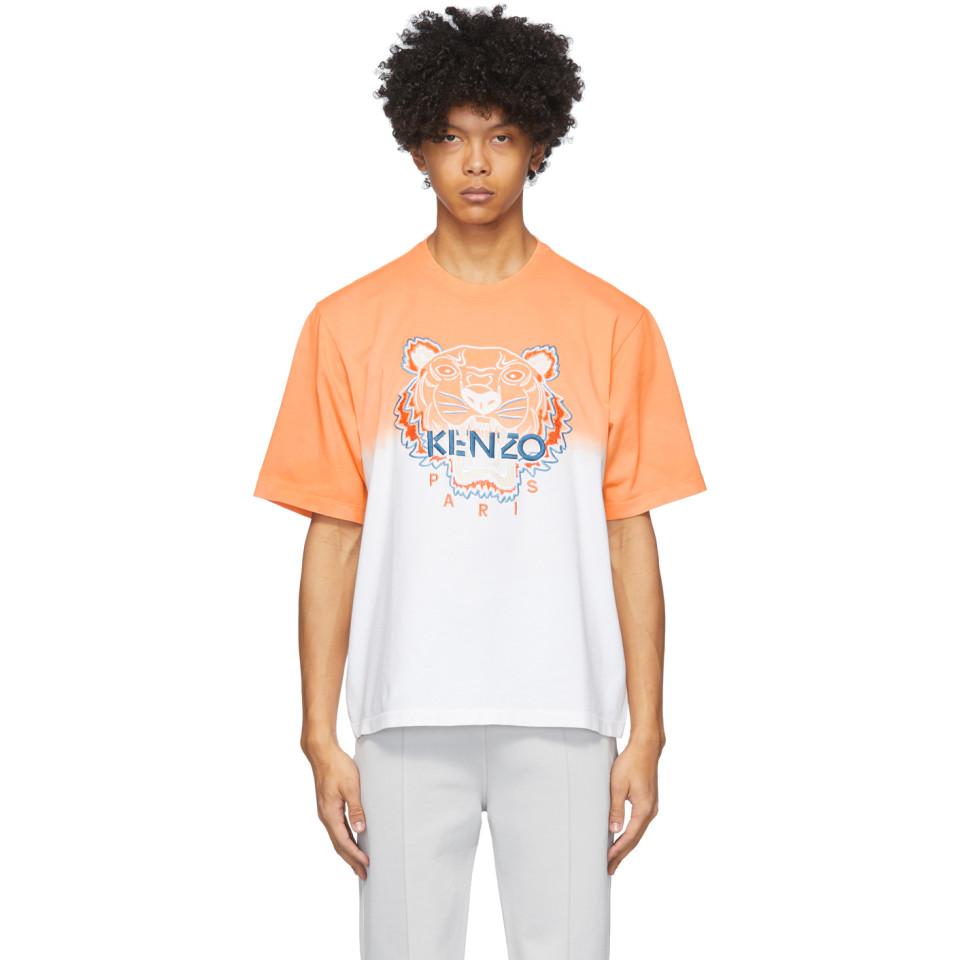 KENZO Cotton Orange And White Tiger Gradient T-shirt for Men - Lyst