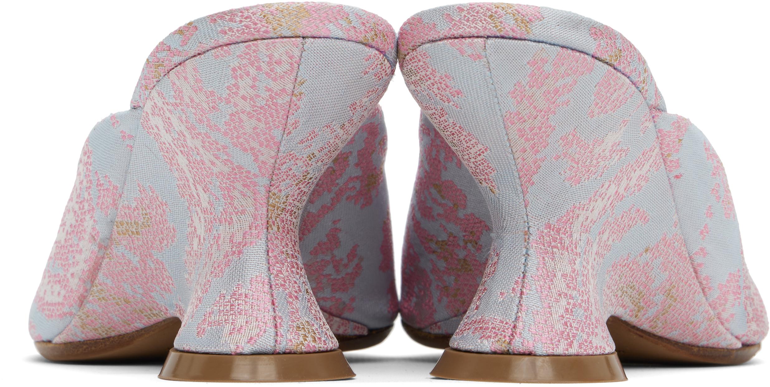Dries Van Noten ブルー ジャカード オープントゥ ミュール