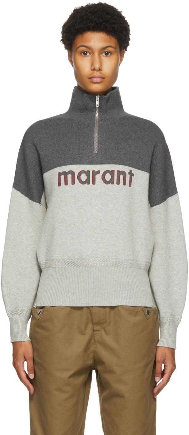 Étoile Isabel Marant Grey Linn Half-zip Sweater in Gray | Lyst