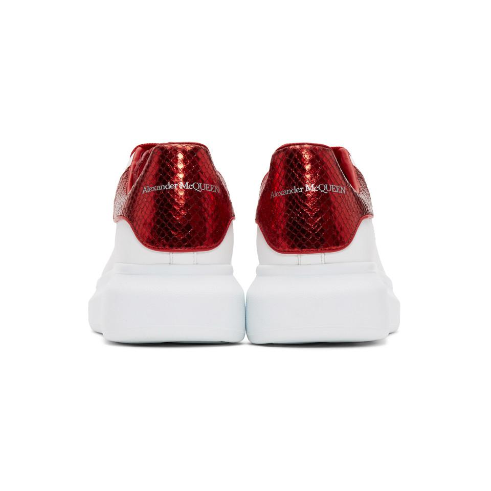 Alexander McQueen White And Red Python Oversized Sneakers for Men 