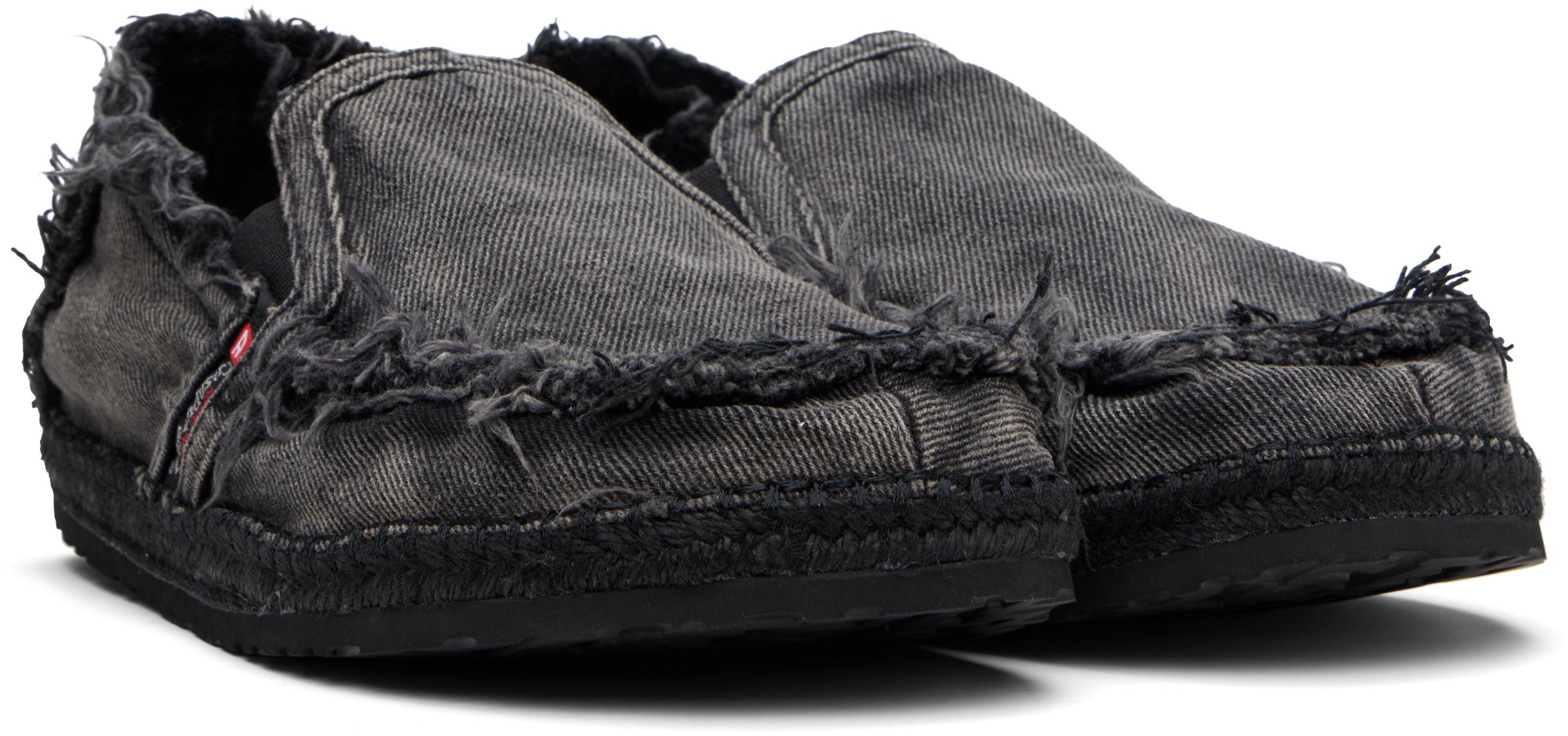【DIESEL】D-Lukas Espadrille Black Men's D-Lukas-Espadrille loafers in distressed denim | Black