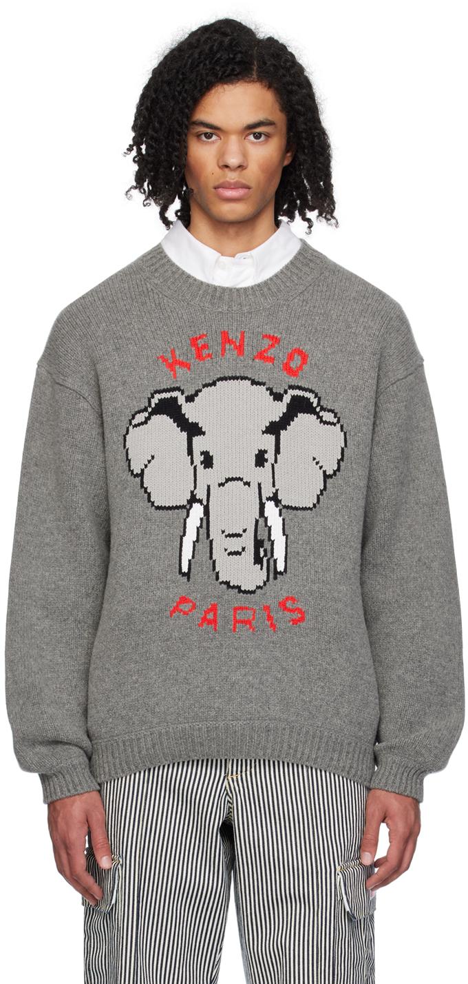 KENZO Gray Paris Elephant Sweater for Men Lyst UK