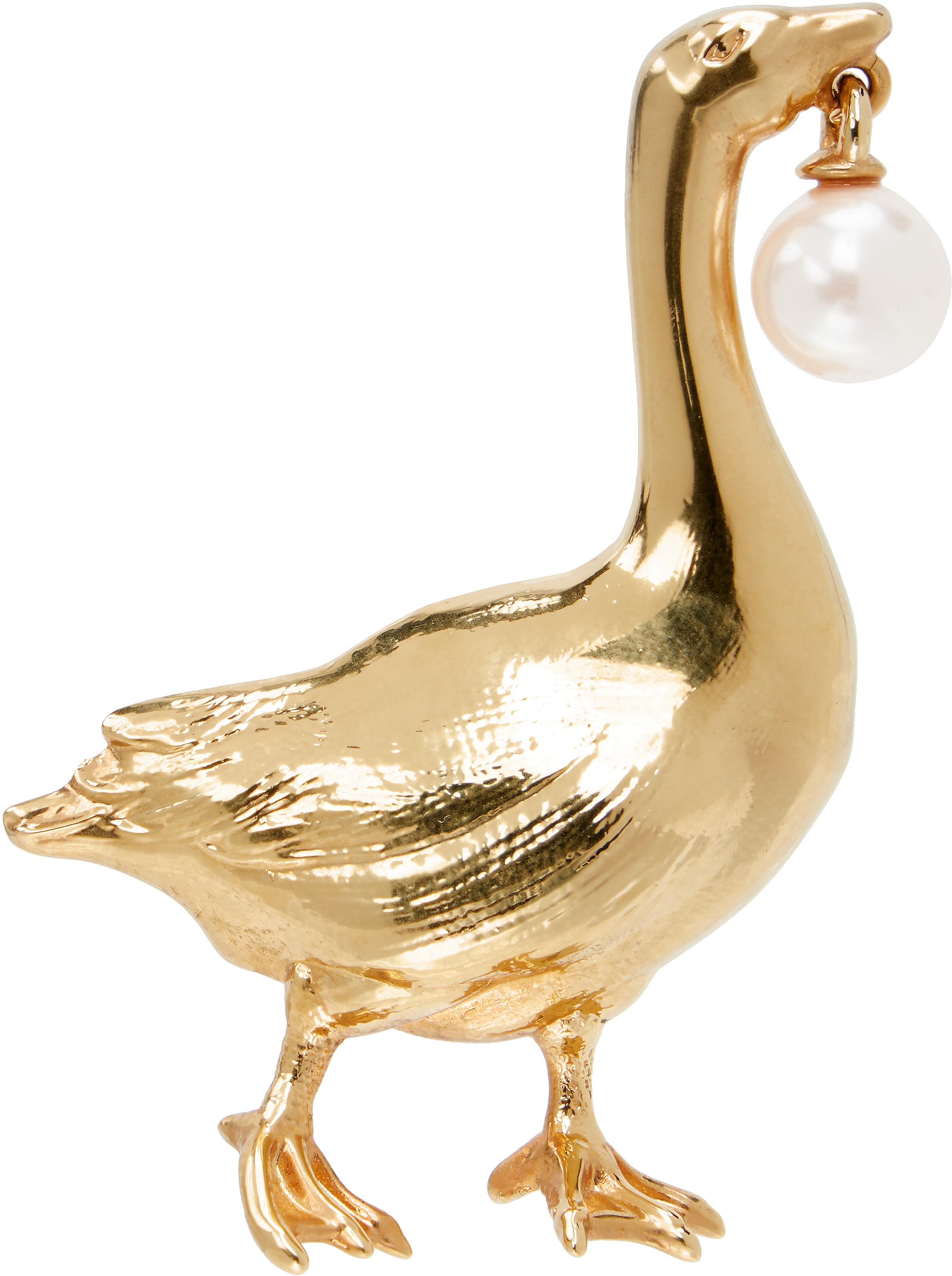 はちはち　モスキーノ　ブローチ Moschino Archive Goose Brooch in Metallic | Lyst