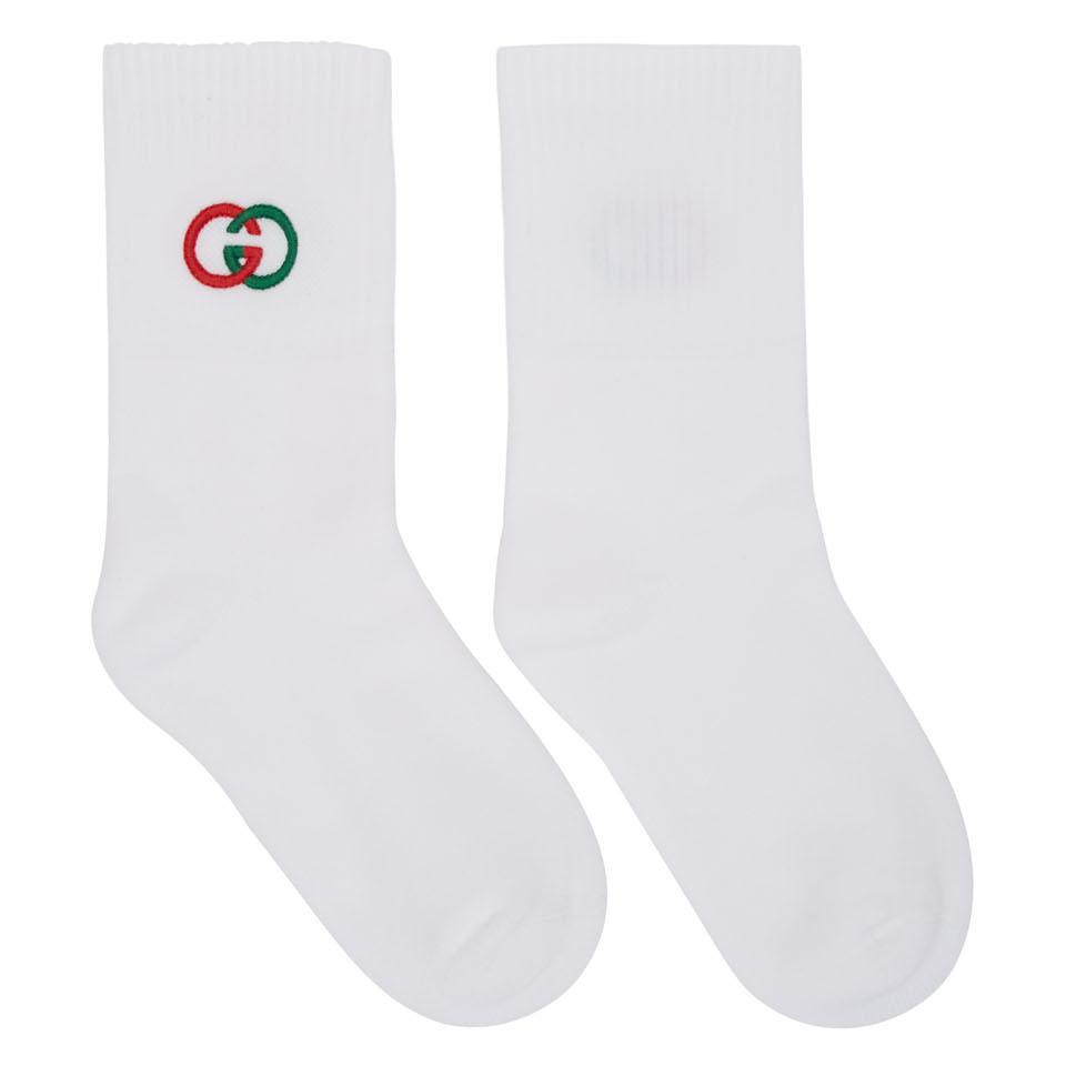 Gucci Cotton White Interlocking G Tennis Socks for Men - Lyst