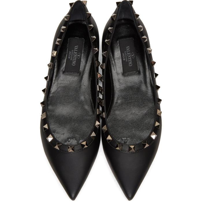valentino rockstud ballerina flats black