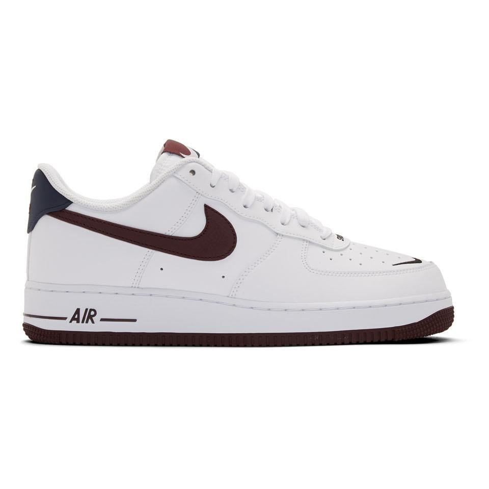 Nike White And Burgundy Air Force 1 07 Lv8 4 Sneakers for Men