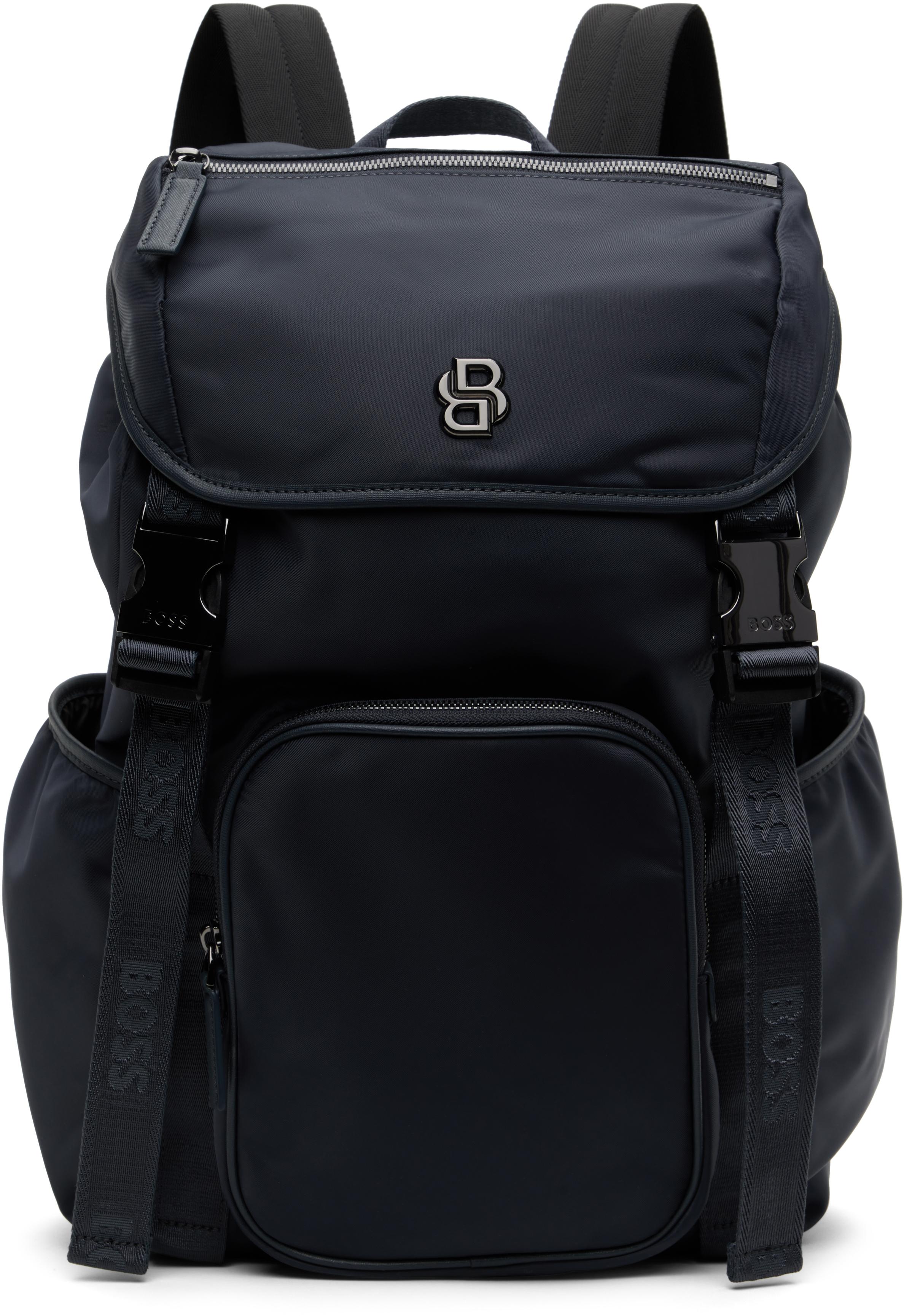 BOSS Multi-Pocket Double B Monogram Backpack in Black for Men