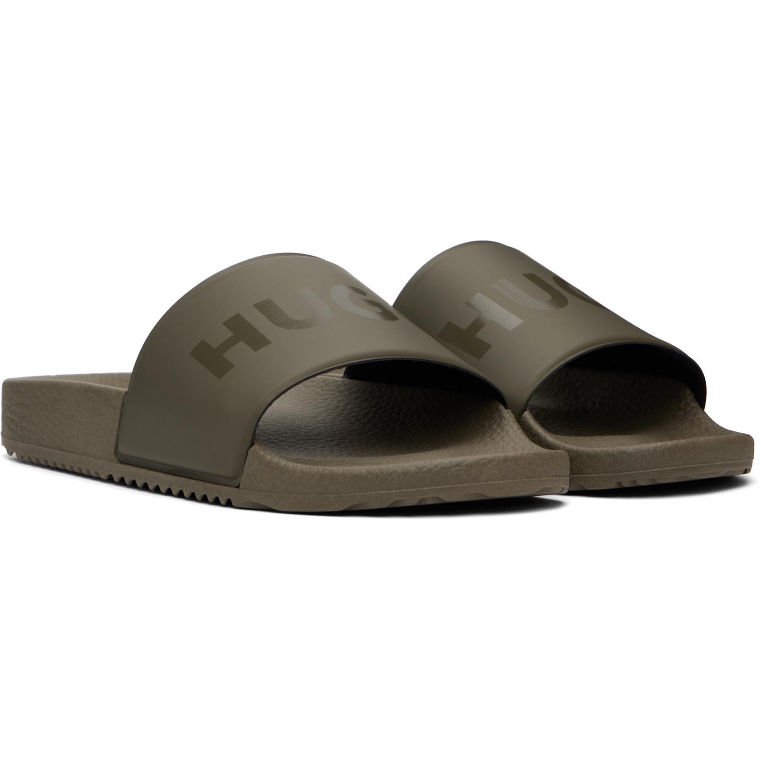 HUGO Stacked Logo Slide Sandal -‎ Dark Green HUGO Sandals and flip-flops for Men | Online Sale up to 65  main image 2