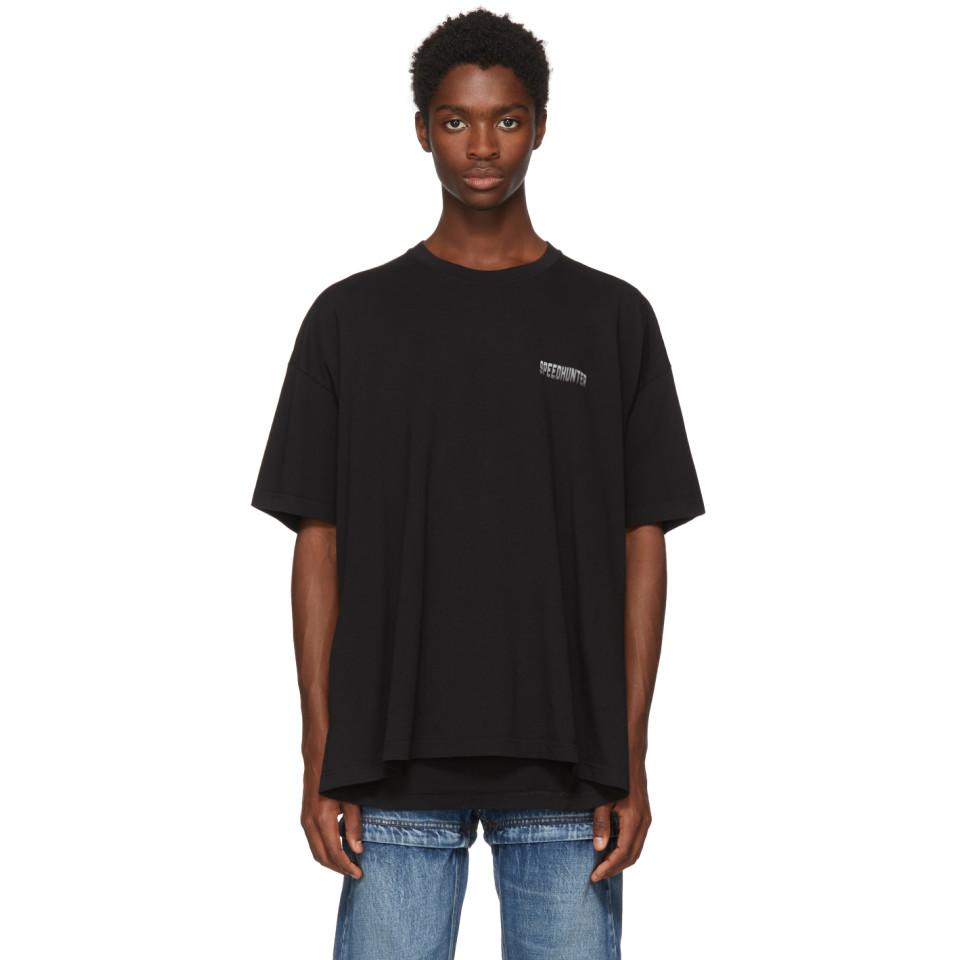 Balenciaga Black Speedhunter Double Hem T-shirt for Men | Lyst
