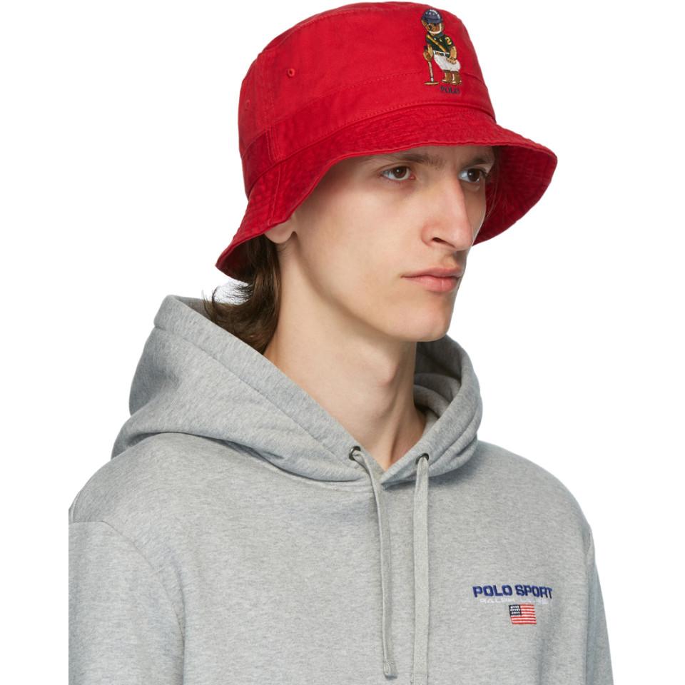 Polo Ralph Lauren Cotton Red Polo Bear Bucket Hat for Men - Lyst