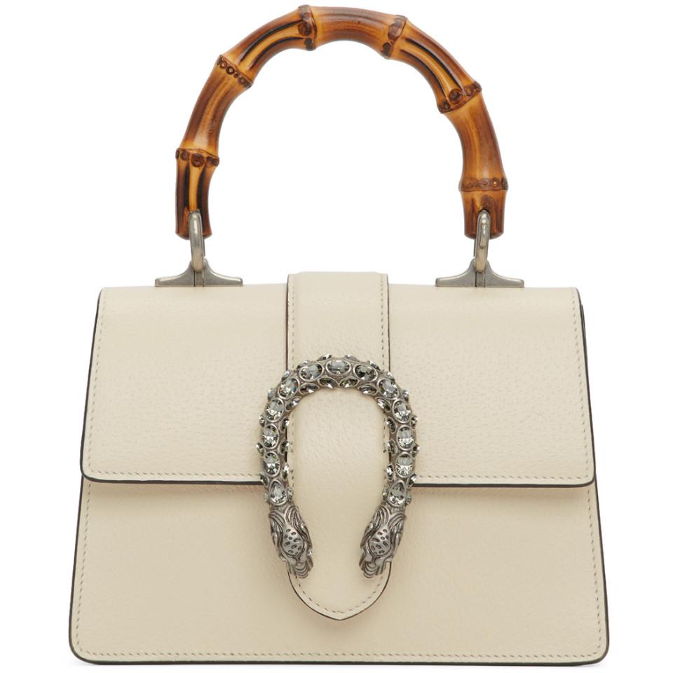 Gucci Leather White Mini Dionysus Top Handle Bag - Lyst