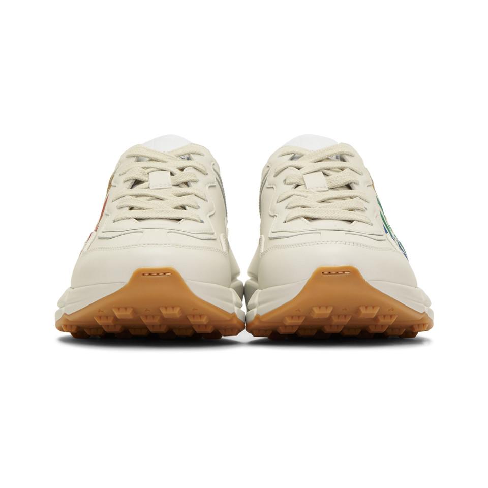 gucci ivory rhyton rainbow glitter sneakers