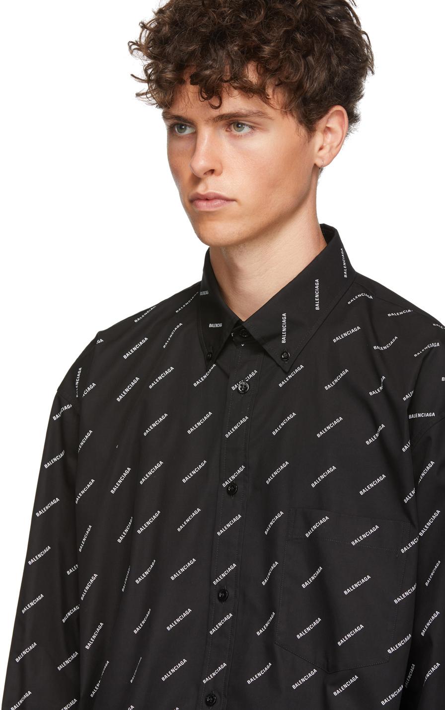 Balenciaga Allover Logo Shirt in Black for Men | Lyst