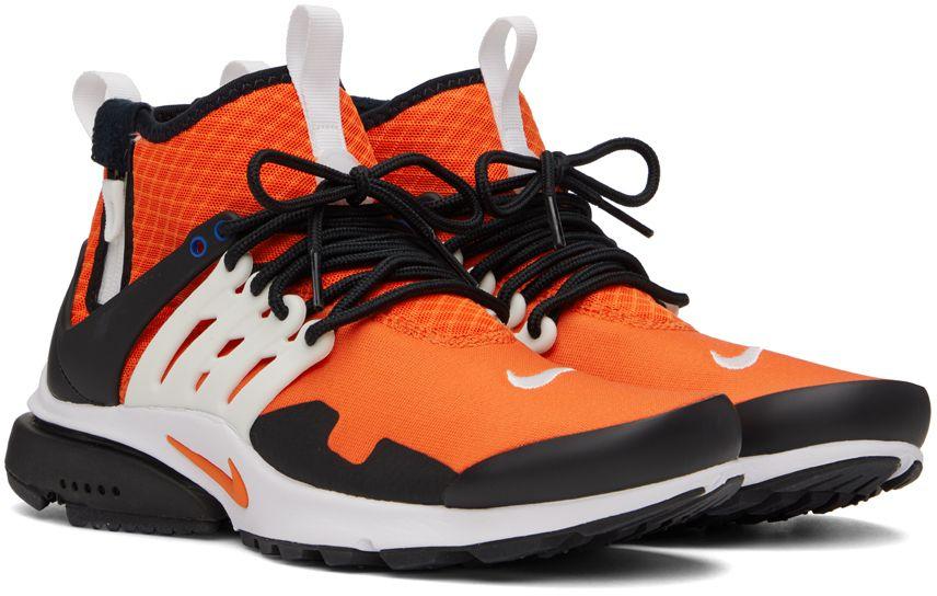 Nike Orange & White Air Presto Mid Utility Sneakers in Black for Men | Lyst