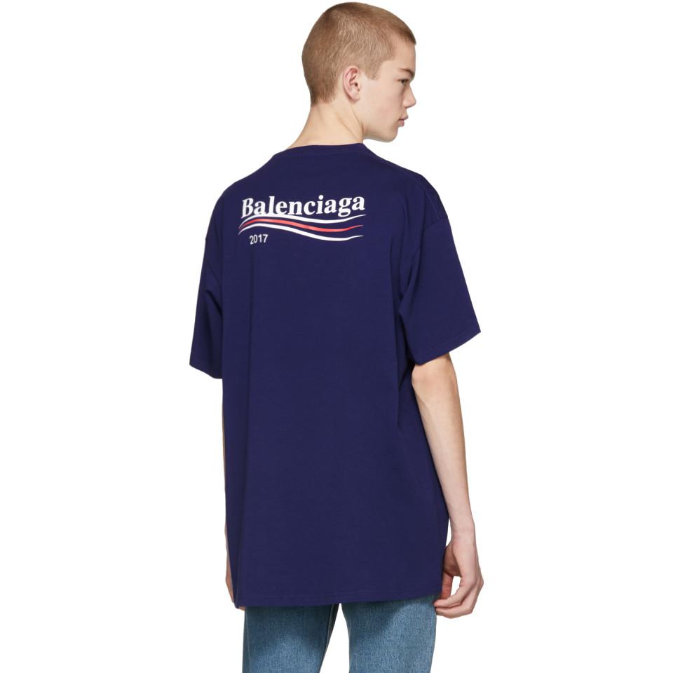 Balenciaga Cotton Blue Campaign Logo T-shirt for Men - Lyst