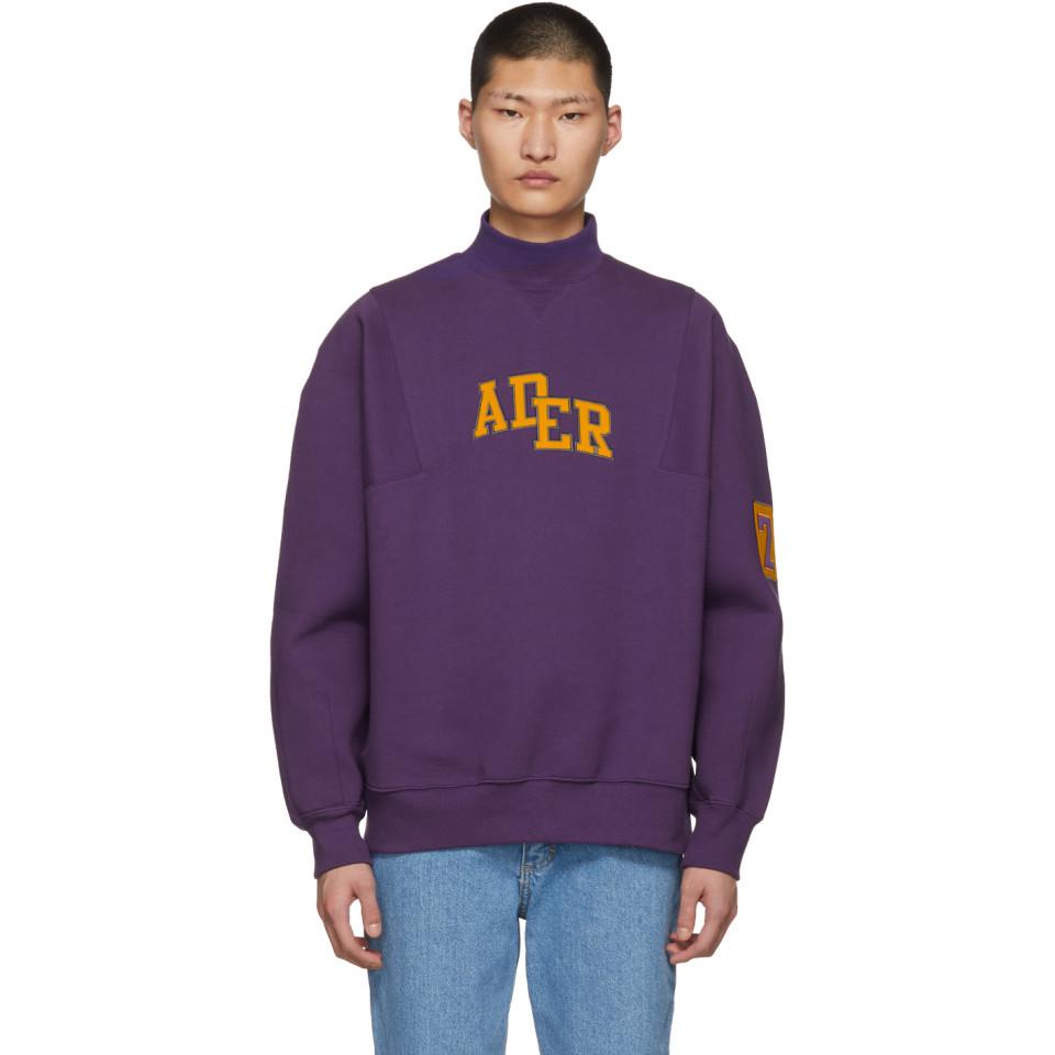 Download ADER error Purple Oversized Mock Neck Logo Sweatshirt for ...