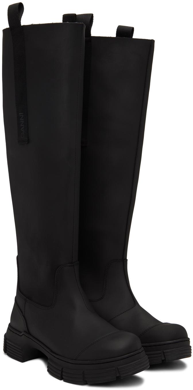 Ganni Black Recycled Rubber Country Boots | Lyst