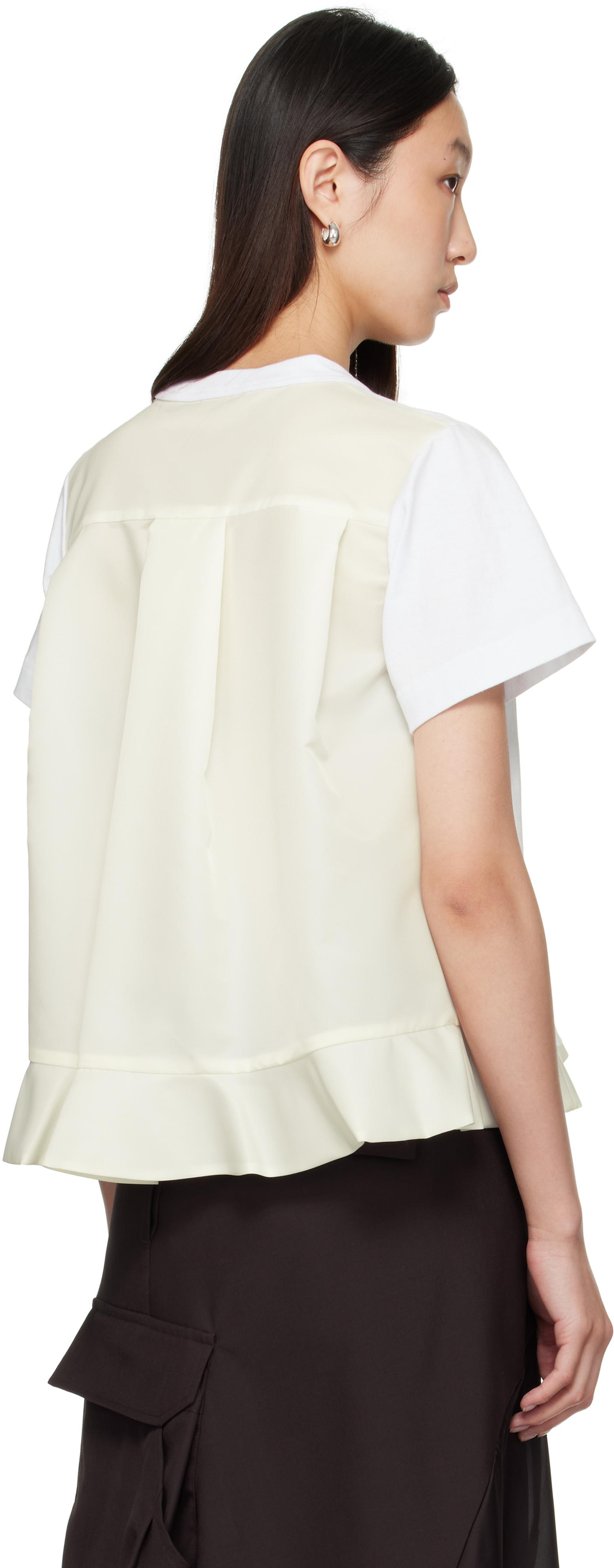 Sacai Nylon Twill & Cotton Jersey T-Shirt in White | Lyst