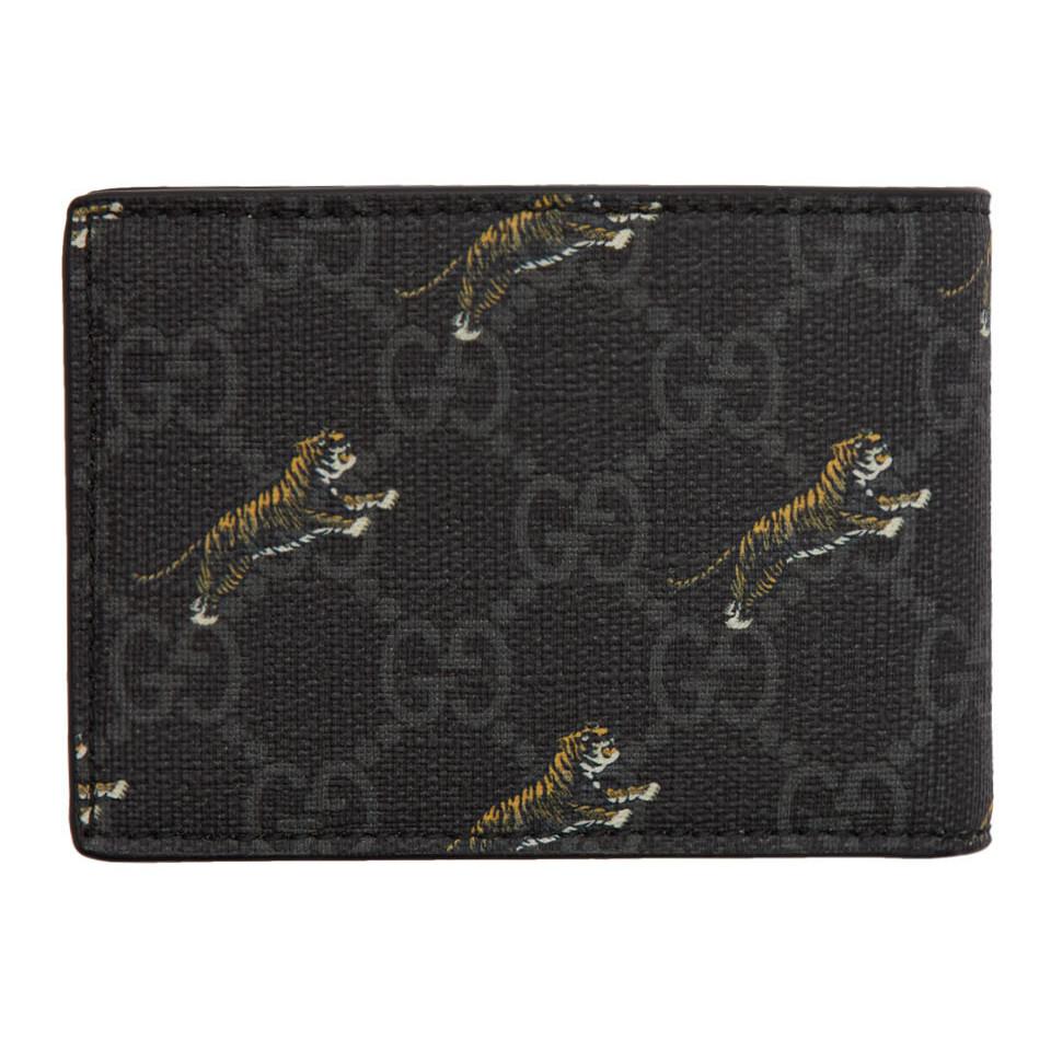 Gucci Canvas GG Coin Wallet With Tiger Print in Black for Men | Lyst