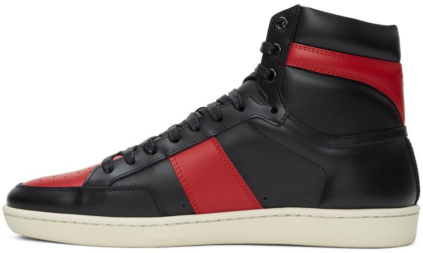 Duke sammensmeltning Fremmedgørelse Saint Laurent Black & Red Court Classic Sl/10h High-top Sneakers for Men |  Lyst