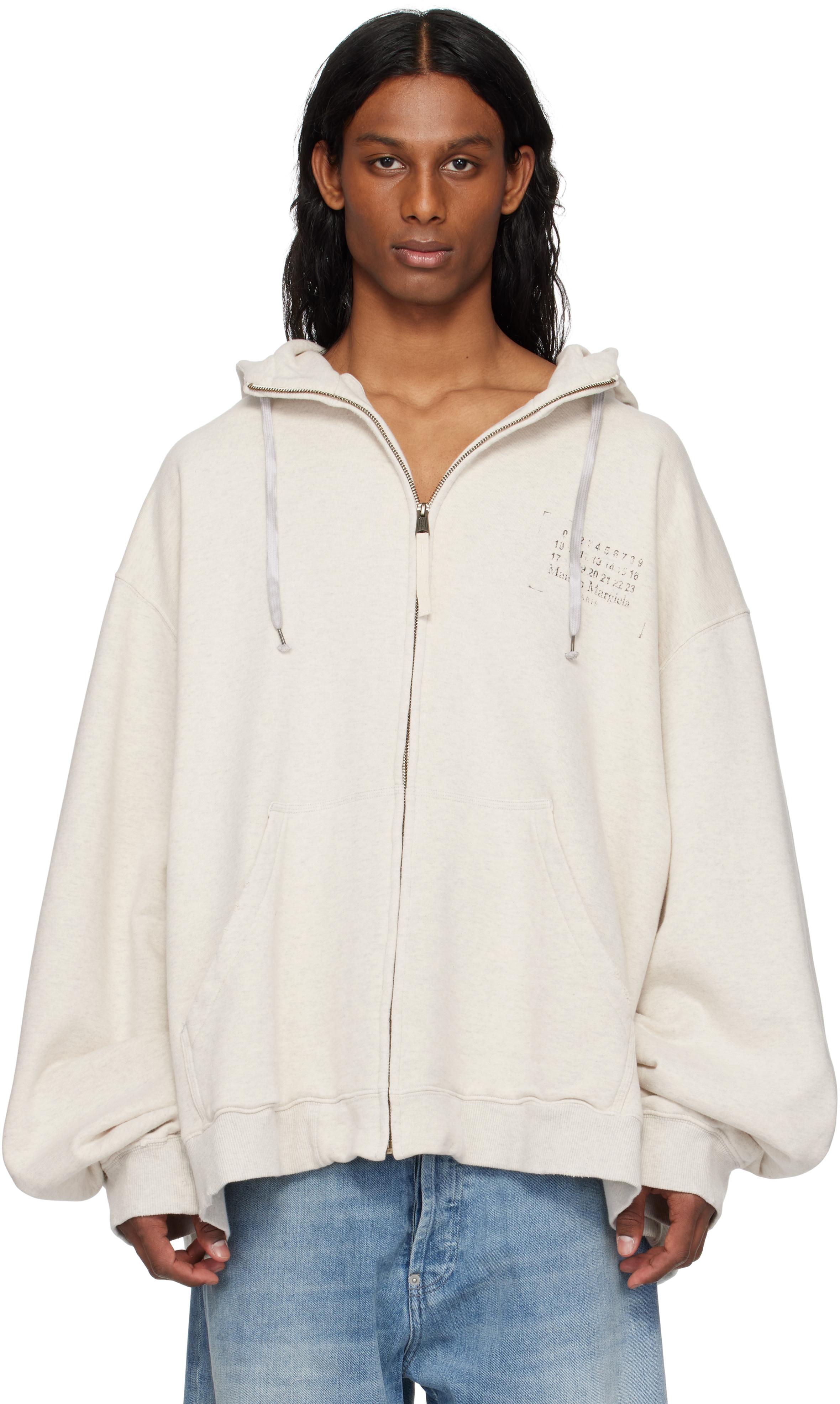 Maison Margiela メゾンマルジェラ / Stamp Logo Zip Hoodie Maison Margiela Off- Stamp Logo Zip Hoodie in White for Men