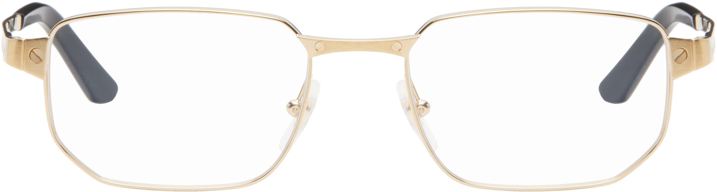 Cartier メンズ ブラック ゴールド Ct0481O メガネ サングラス 