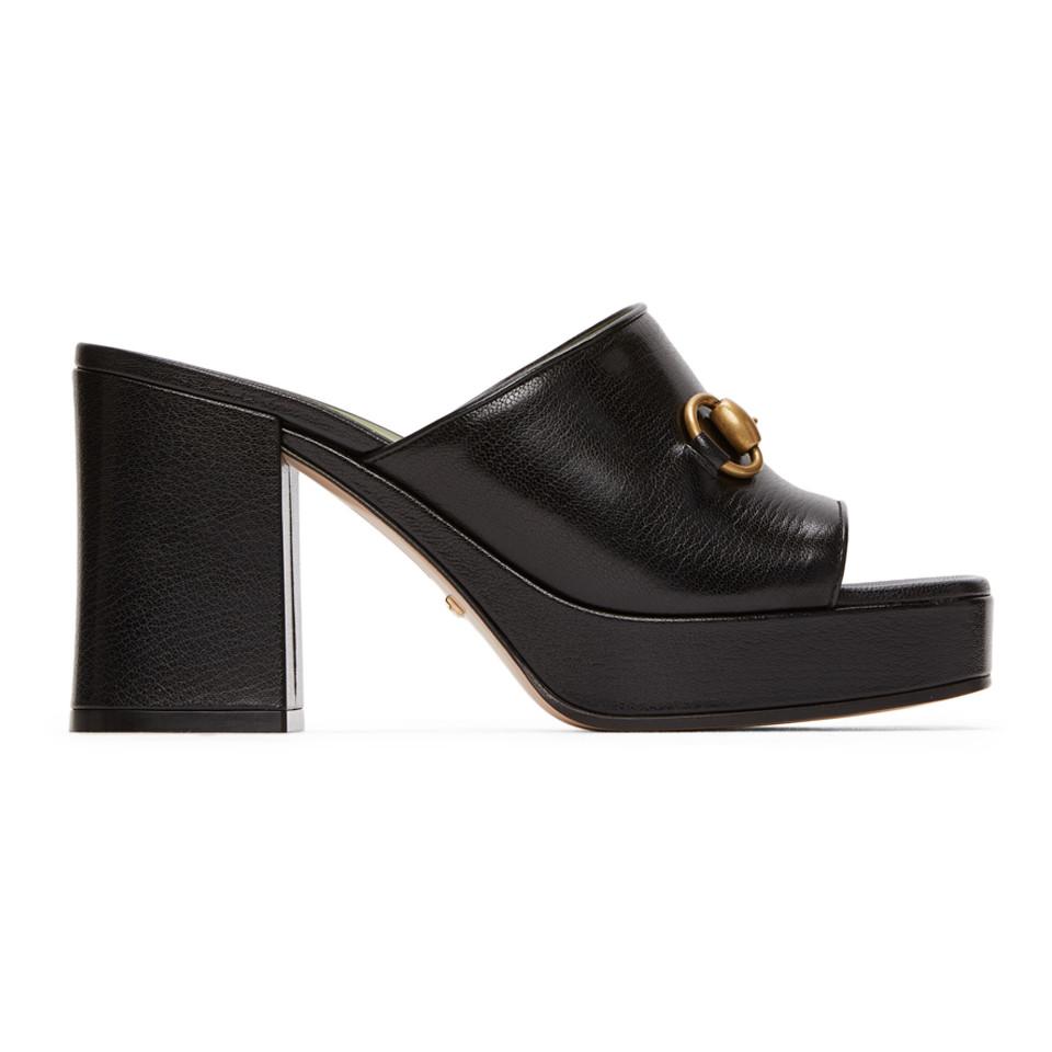 gucci black block heels
