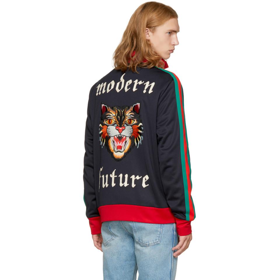Gucci Synthetic Navy 'modern Future' Track Jacket in Blue for Men | Lyst