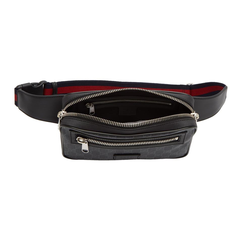 Gucci Canvas Grey And Black GG Supreme Belt Bag in Gray for Men - Lyst