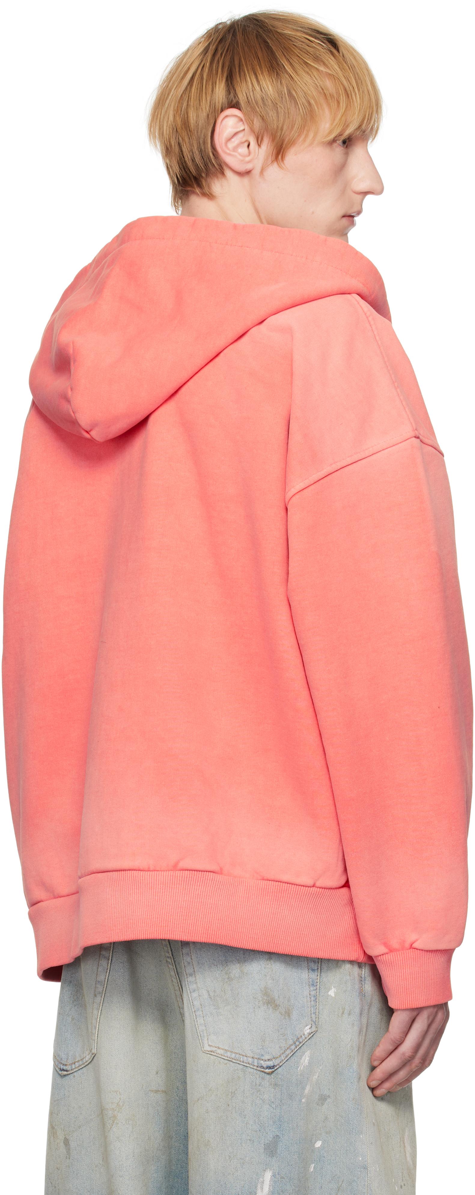 ☆人気☆Painted Logo Dyed Hooded Zip-Up/WOOYOUNGMI☆ WOOYOUNGMI Painted Logo Dyed Zip-Up Hoodie in Pink for Men