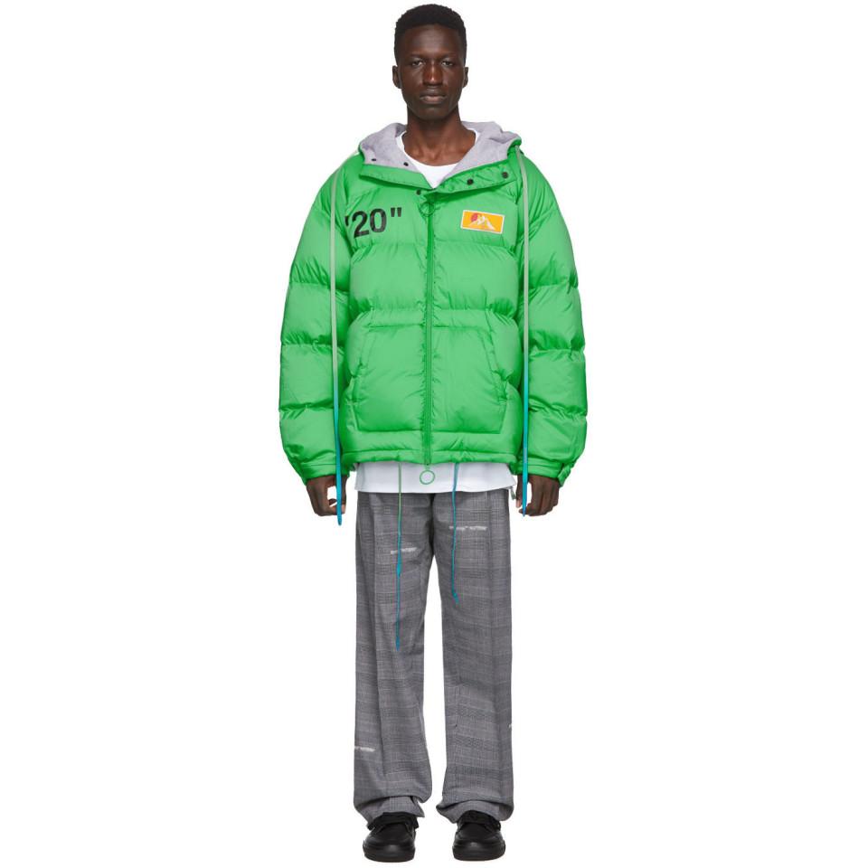 Off-White c/o Virgil Printed Techno Puffer Jacket W/ Hood in Green for Men |