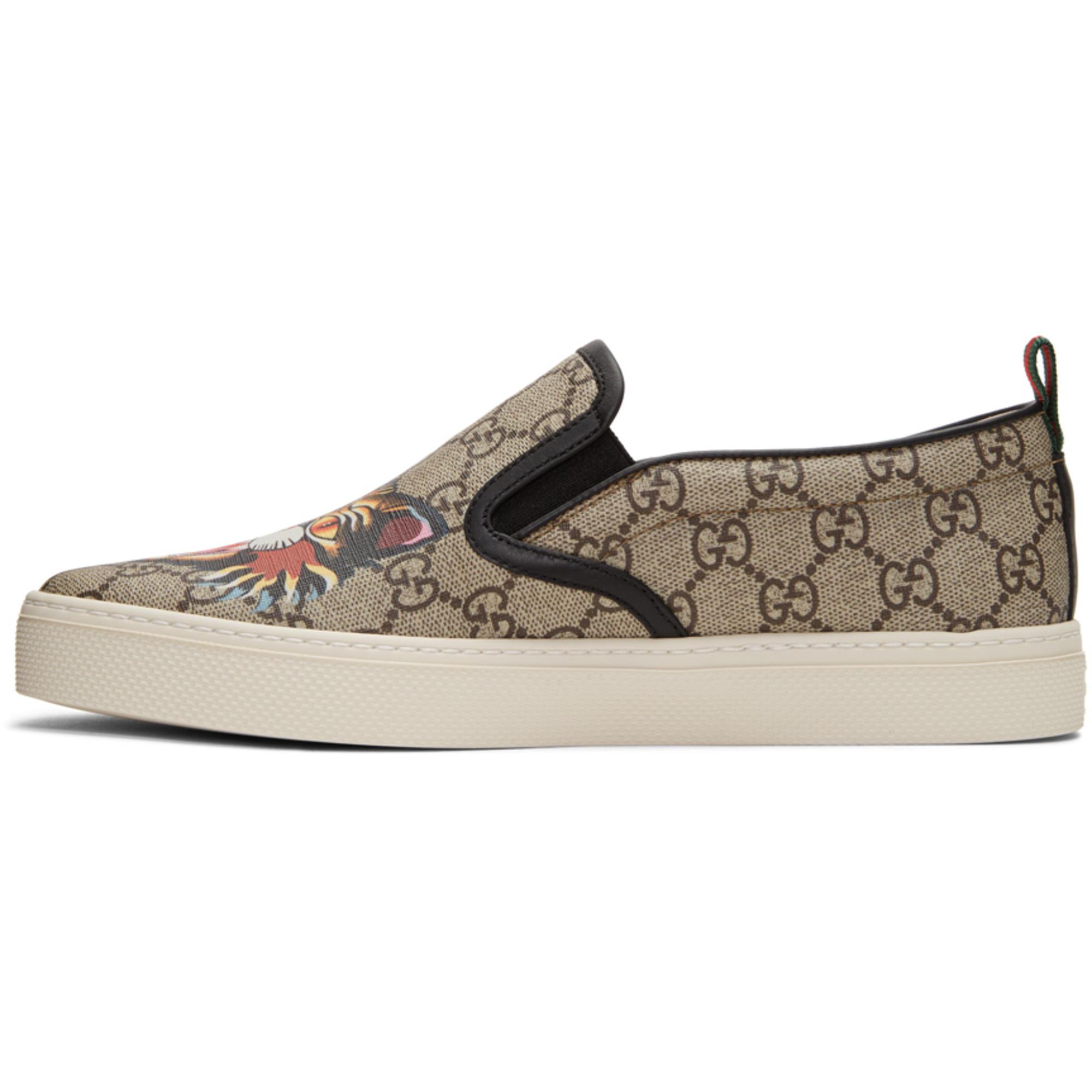 gave deltage peave Gucci Canvas Beige Gg Supreme Angry Cat Dublin Slip-on Sneakers in Natural  for Men - Lyst