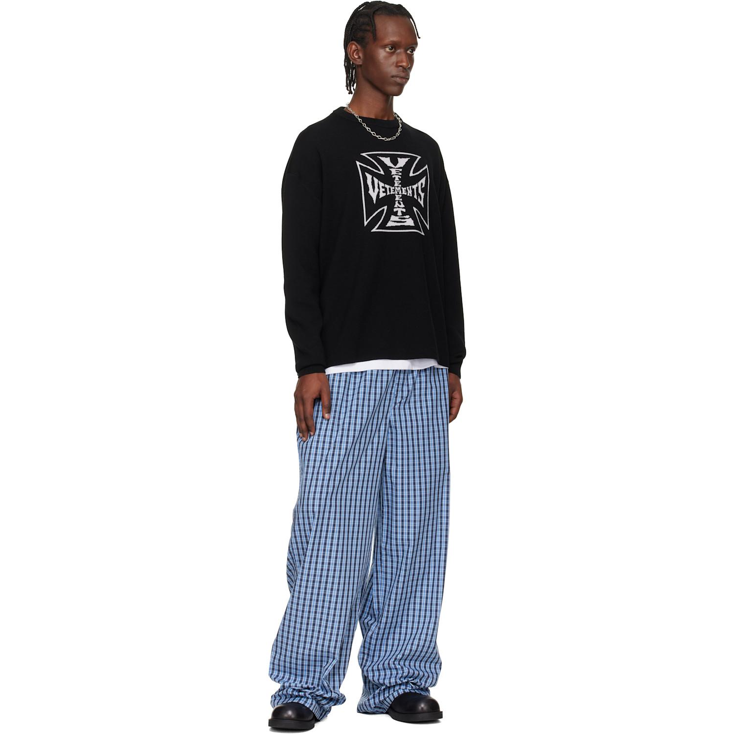 Vetements Double Biker Cross Logo Sweater in Black for Men | Lyst