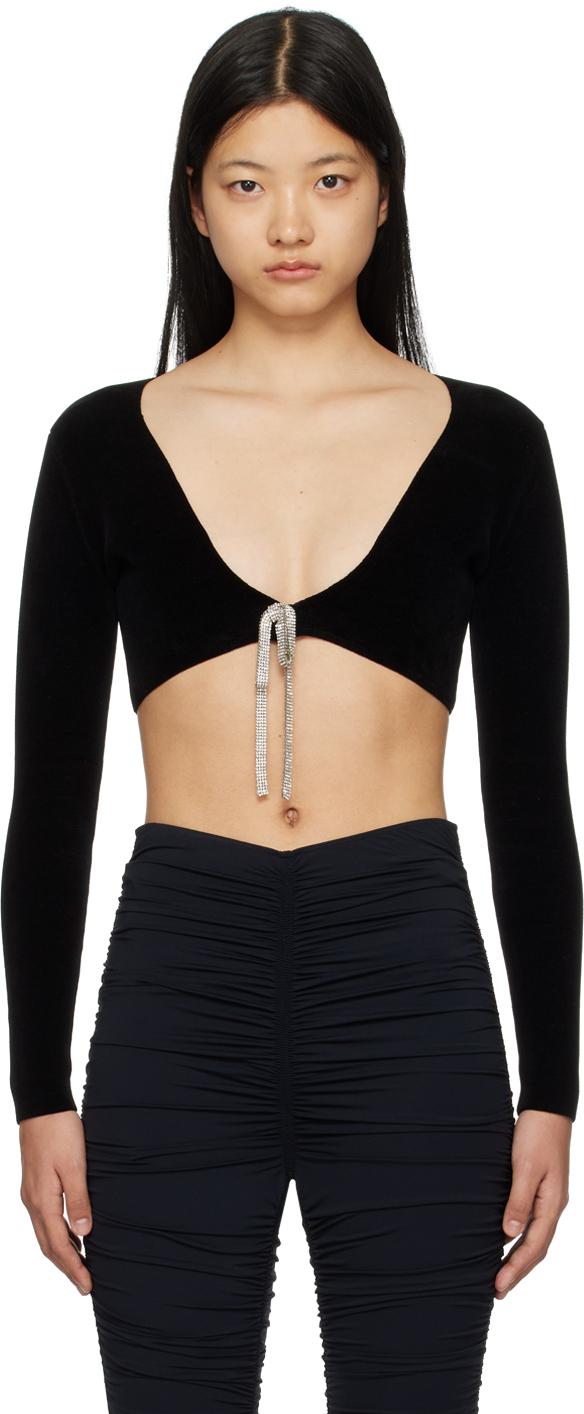 Alexander Wang レディース ブラック クロップド カーディガン  
