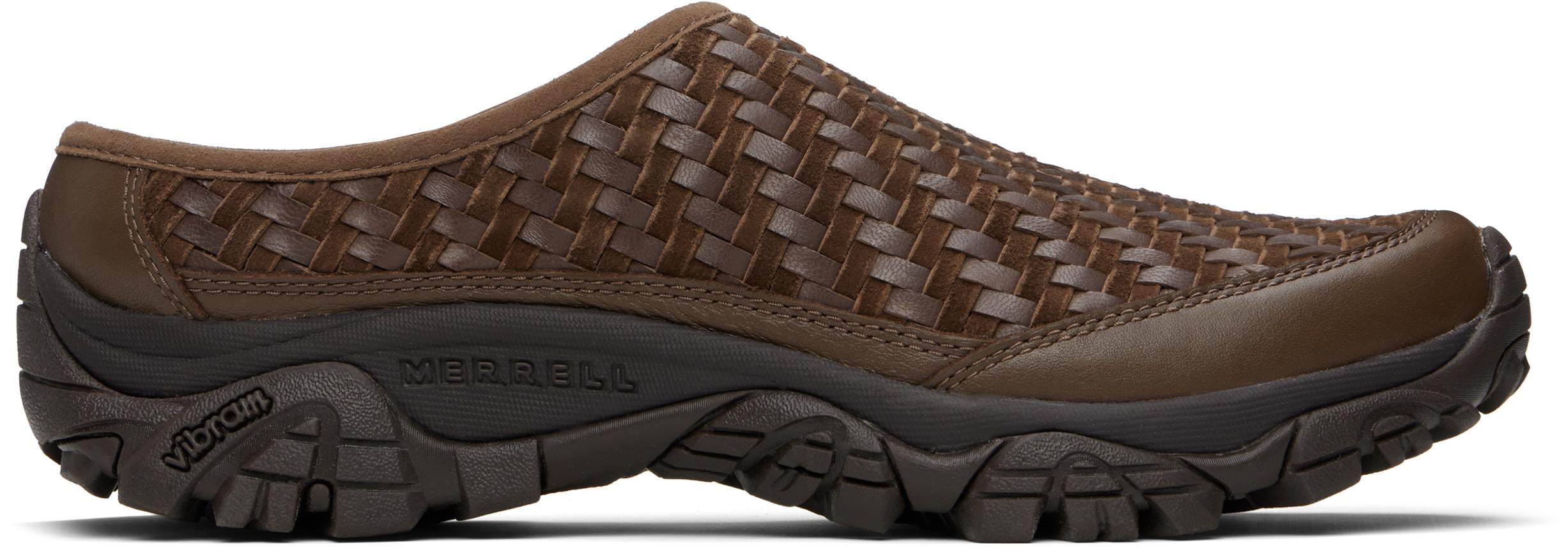 Merrell Moab 2 Slide Leather Woven Loafers in Black for Men | Lyst